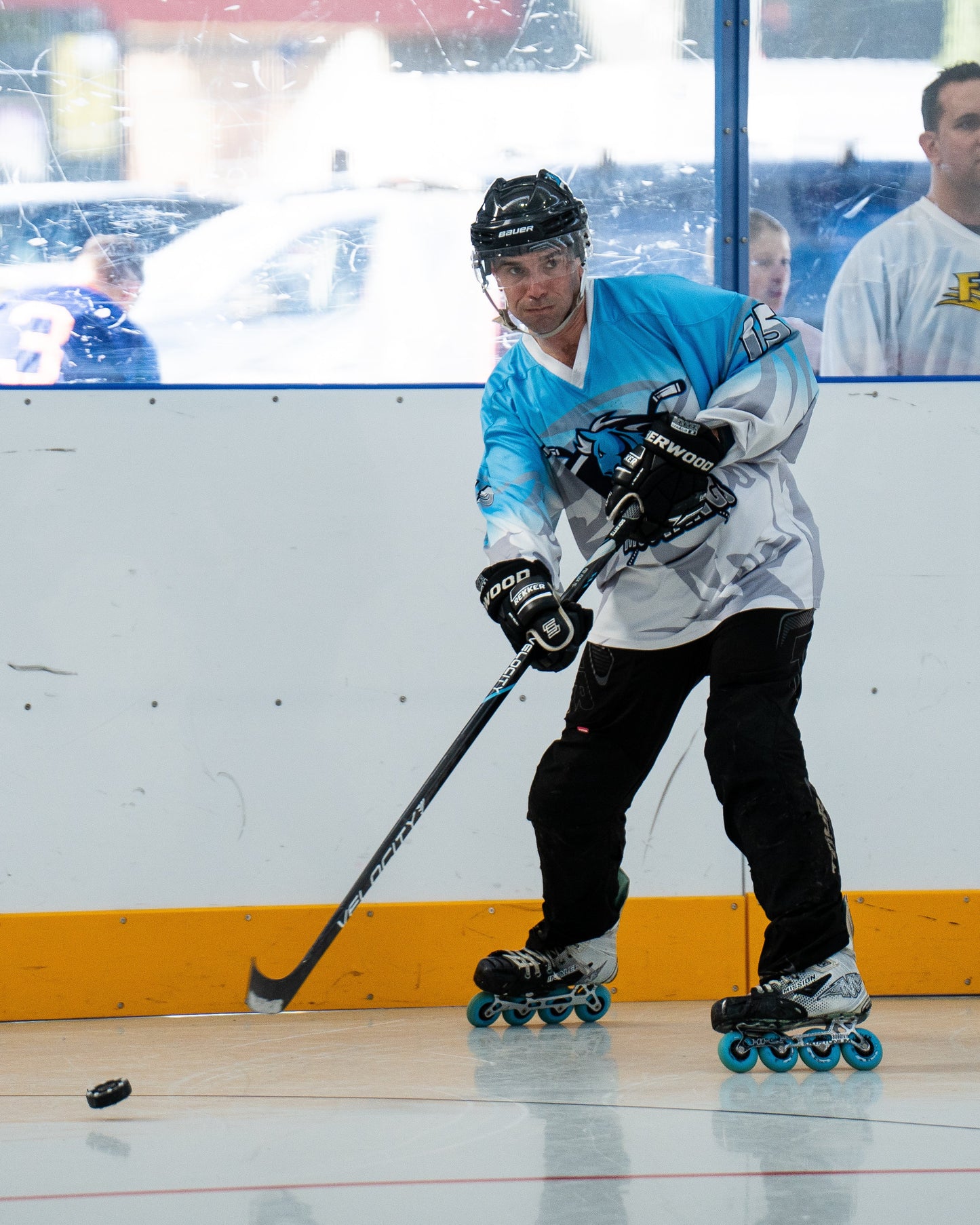 Mount Maunganui Mustangs Inline Hockey Jersey Original White Front Action Photo